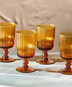 Nkuku Tableware Fali Wine Glass - Amber (Set Of 4)