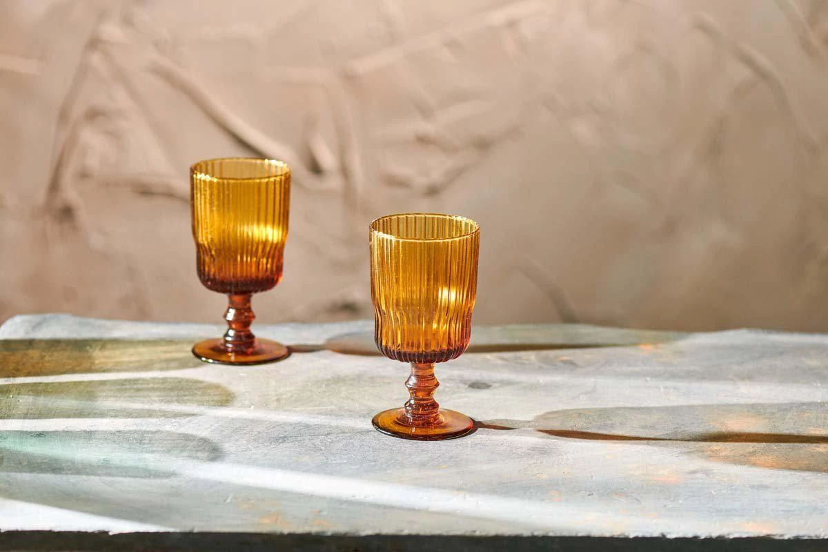 Nkuku Tableware Fali Wine Glass - Amber (Set Of 4) 4 Nkuku Tableware Fali Wine Glass - Amber (Set Of 4)