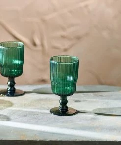 Nkuku Tableware Fali Wine Glass - Teal (Set Of 4)