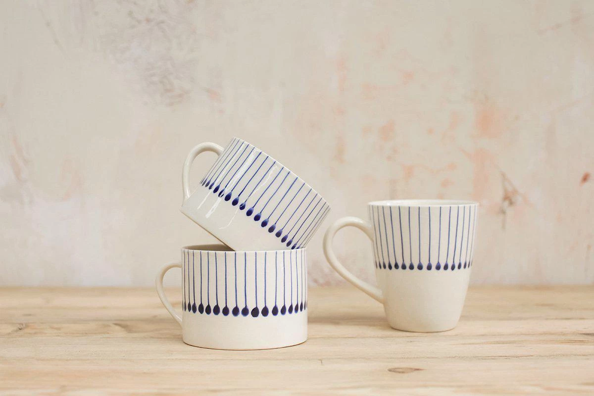 Nkuku Iba Large Ceramic Mug - Indigo (Set Of 2) Tableware 4 Nkuku Iba Large Ceramic Mug - Indigo (Set Of 2) Tableware