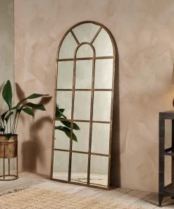 Nkuku Home Accessories Imoma Iron Full Length Arch Mirror - Brass