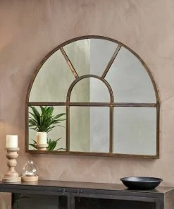 Nkuku Home Accessories Imoma Iron Overmantel Arch Mirror - Brass