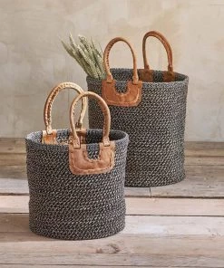 Nkuku Soft Furnishings Indra Coil Basket - Charcoal