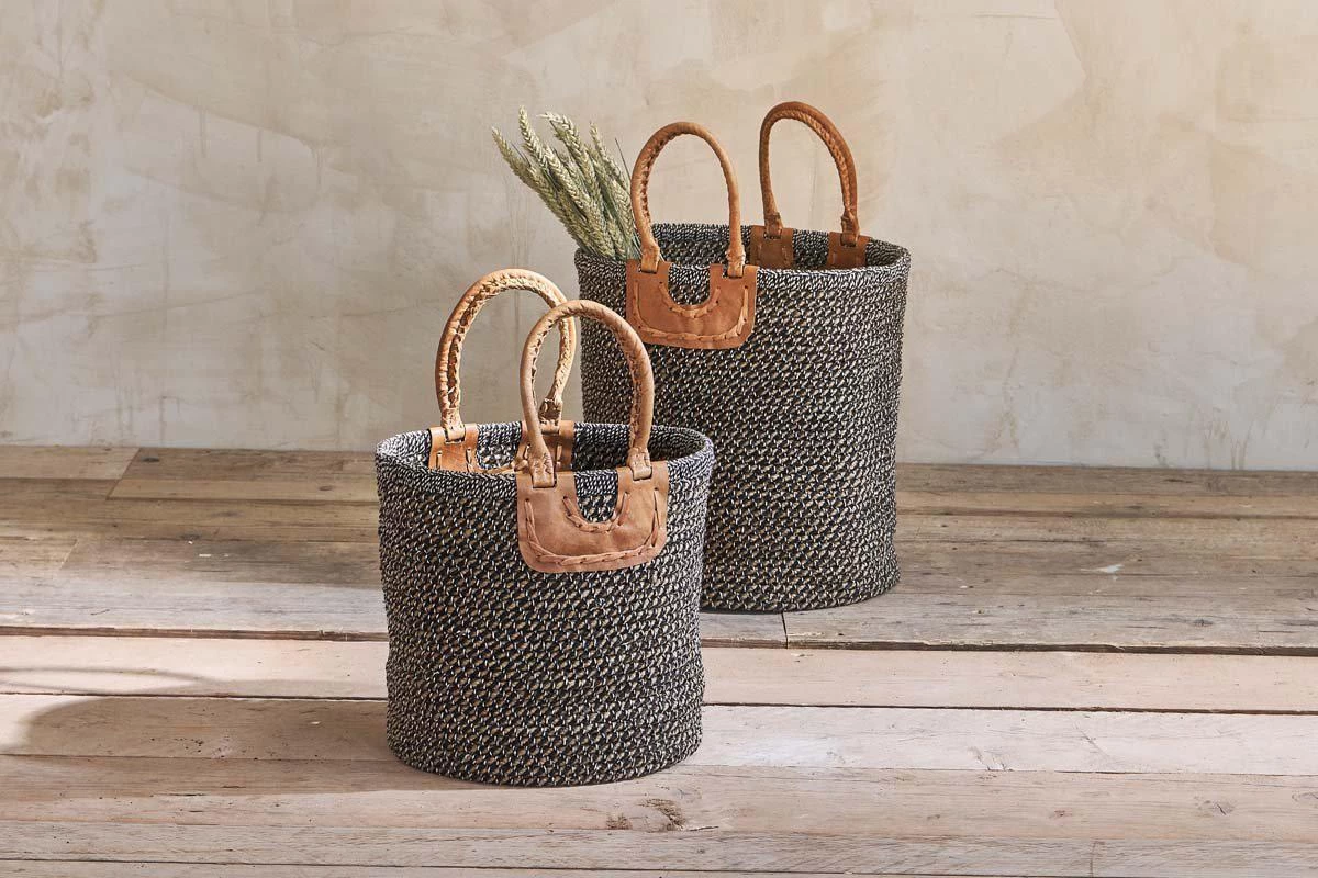 Nkuku Soft Furnishings Indra Coil Basket - Charcoal 3 Nkuku Soft Furnishings Indra Coil Basket - Charcoal