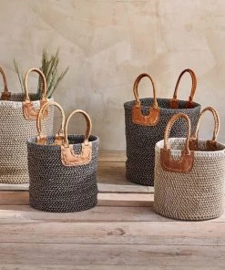 Nkuku Soft Furnishings Indra Coil Basket - Charcoal