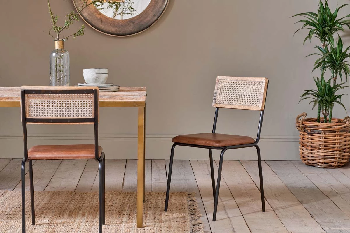 Nkuku Kitchen & Dining Room Iswa Leather & Rattan Dining Chair 3 Nkuku Kitchen & Dining Room Iswa Leather & Rattan Dining Chair