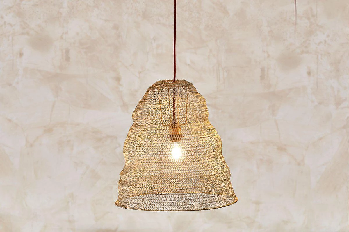 Nkuku Jatani Brass Wire Lampshade - Antique Brass Large 3 Nkuku Jatani Brass Wire Lampshade - Antique Brass Large