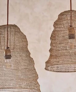 Nkuku Jatani Brass Wire Lampshade - Small Oval 13 Nkuku Jatani Brass Wire Lampshade - Small Oval