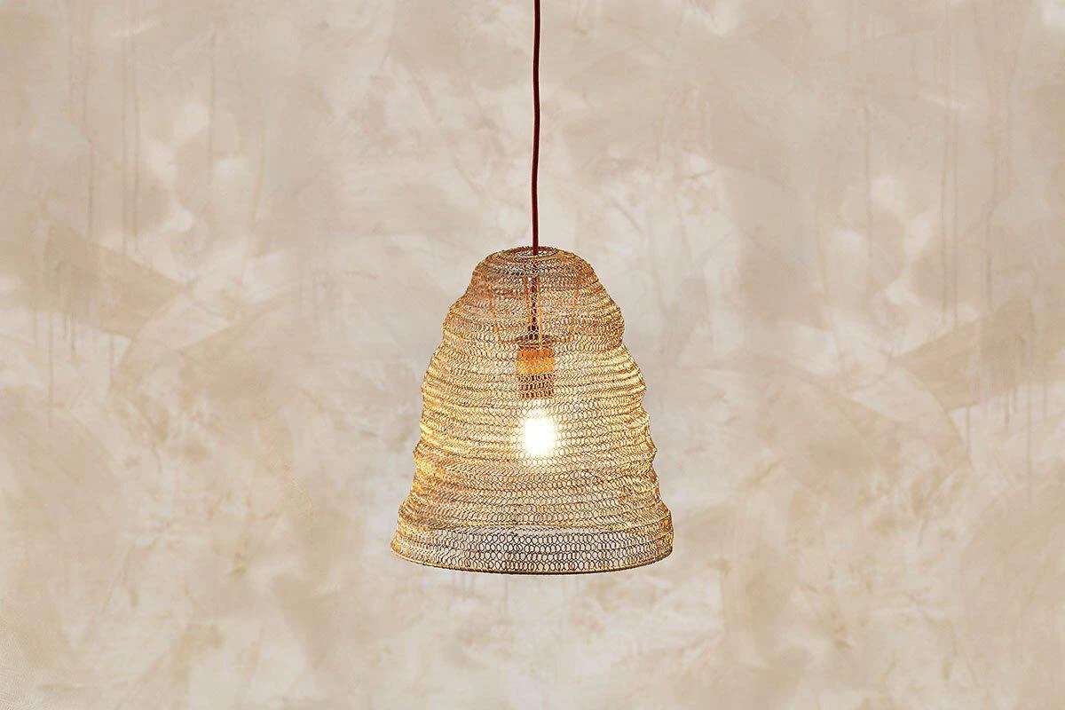 Nkuku Jatani Brass Wire Lampshade - Small Oval 3 Nkuku Jatani Brass Wire Lampshade - Small Oval