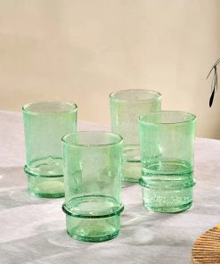 Nkuku New Arrivals Kaneti Bubble Tumbler - Aqua - Large (Set Of 4)