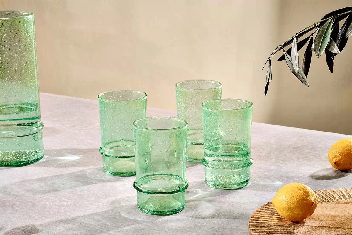 Nkuku New Arrivals Kaneti Bubble Tumbler - Aqua - Large (Set Of 4) 4 Nkuku New Arrivals Kaneti Bubble Tumbler - Aqua - Large (Set Of 4)