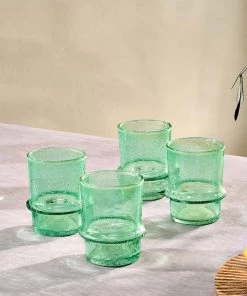 Nkuku New Arrivals Kaneti Bubble Tumbler - Aqua - Small (Set Of 4)