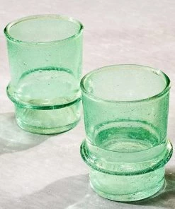 Nkuku New Arrivals Kaneti Bubble Tumbler - Aqua - Small (Set Of 4)