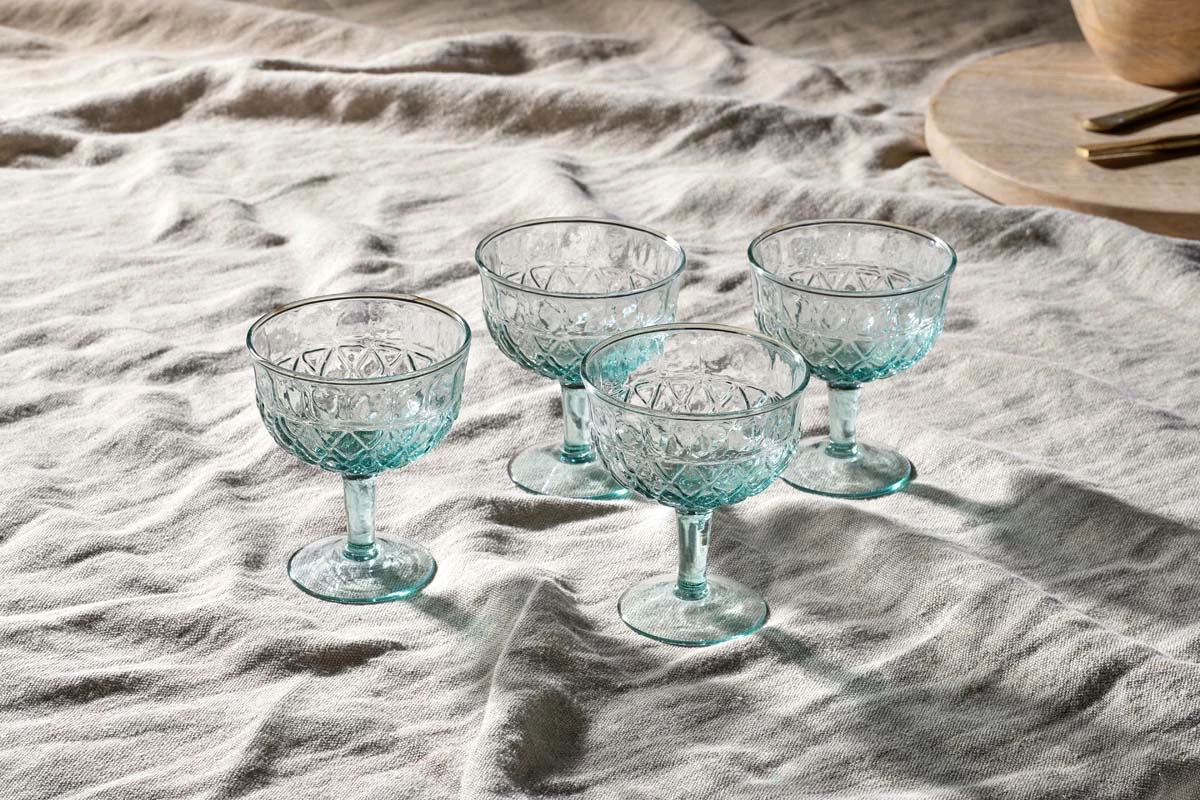 Nkuku Tableware Karala Champagne Glass - Clear (Set Of 4) 3 Nkuku Tableware Karala Champagne Glass - Clear (Set Of 4)