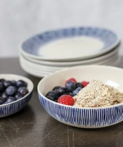 Nkuku Karuma Ceramic Cereal Bowl - Blue & White Tableware