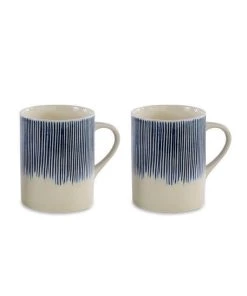 Nkuku Karuma Ceramic Large Mug - Blue & White (Set Of 2) Tableware
