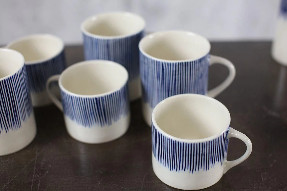Nkuku Tableware Karuma Ceramic Small Mug - Blue & White (Set Of 2) 4 Nkuku Tableware Karuma Ceramic Small Mug - Blue & White (Set Of 2)