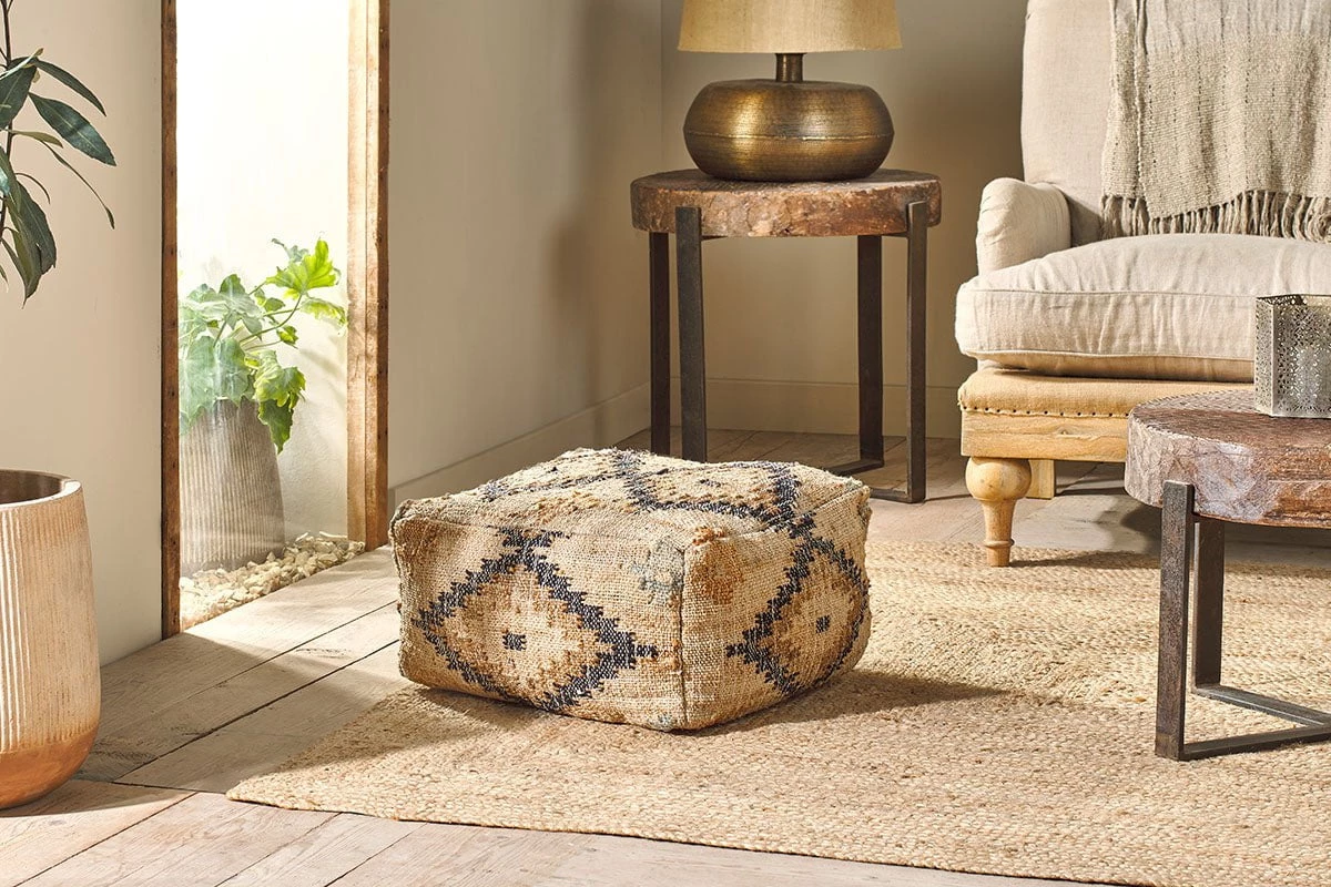 Nkuku New Arrivals Kesu Kilim Pouf - Small 3 Nkuku New Arrivals Kesu Kilim Pouf - Small