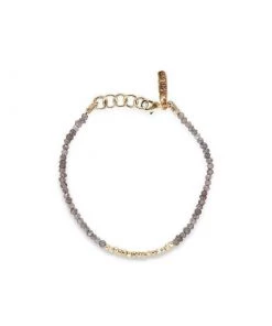 Nkuku Kitara Bead Bracelet - Grey & Gold