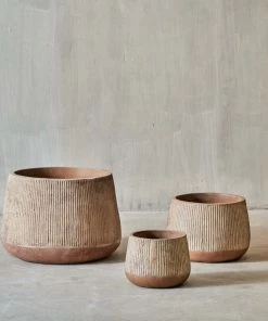 Nkuku Planters & Vases Large Wampu Wide Planter - Distressed Terracotta 12 Nkuku Planters & Vases Large Wampu Wide Planter - Distressed Terracotta