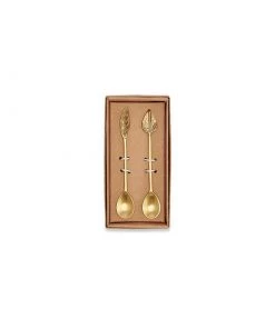 Nkuku Tableware Leaf Spoon Gift Set - Antique Brass (Set Of 2)