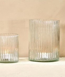 Nkuku New Arrivals Malana Recycled Glass Candle Holder - Clear