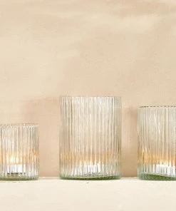 Nkuku New Arrivals Malana Recycled Glass Candle Holder - Clear