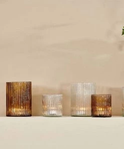 Nkuku Malana Recycled Glass Candle Holder - Smoke Brown New Arrivals