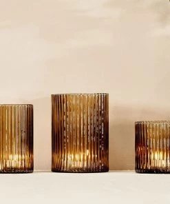Nkuku Malana Recycled Glass Candle Holder - Smoke Brown New Arrivals