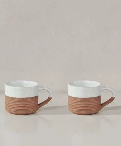 Nkuku Mali Ribbed Espresso Mug - White (Set Of 2) Tableware
