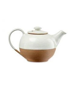 Nkuku Mali Ribbed Teapot - White Tableware