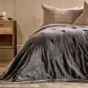 Nkuku Mandawa Velvet Bedspread - Charcoal Home Accessories