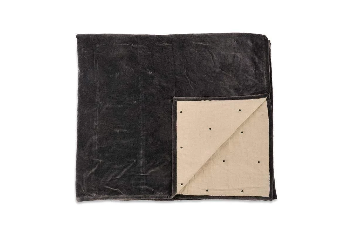 Nkuku Mandawa Velvet Bedspread - Charcoal Home Accessories 5 Nkuku Mandawa Velvet Bedspread - Charcoal Home Accessories