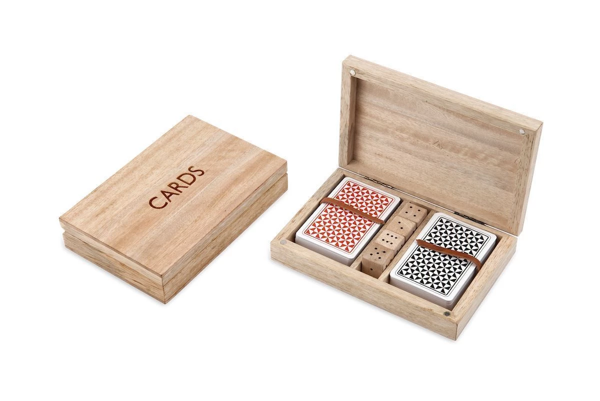 Nkuku Eco-Friendly Gifts Mango Wood Card & Dice Set 4 Nkuku Eco-Friendly Gifts Mango Wood Card & Dice Set