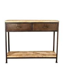 Nkuku Mansu Iron & Mango Wood Console Table Living Room
