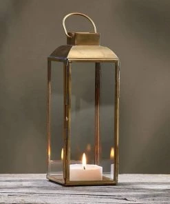 Nkuku Maro Brass Lantern - Tall Home Accessories