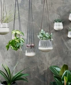 Nkuku Matamba Ceramic Hanging Planter - Lines
