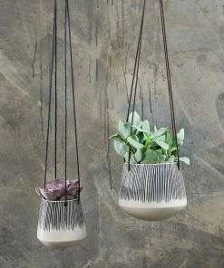 Nkuku Matamba Ceramic Hanging Planter - Lines