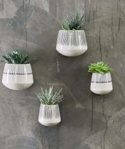 Nkuku Matamba Ceramic Wall Hung Planter - Black Lines