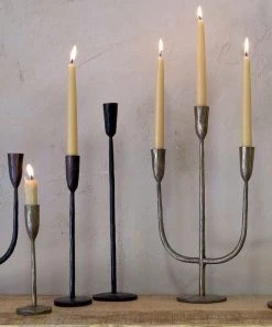 Nkuku Mbata Brass Candelabra - Antique Black