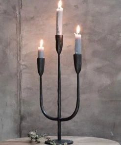 Nkuku Mbata Brass Candelabra - Antique Black