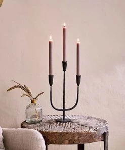 Nkuku Mbata Brass Candelabra - Antique Black