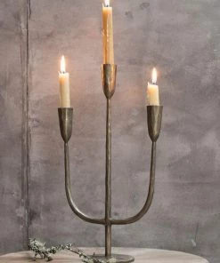 Nkuku Home Accessories Mbata Brass Candelabra - Antique Brass