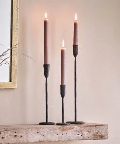 Nkuku Mbata Brass Candlestick - Antique Black