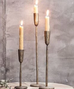 Nkuku Mbata Brass Candlestick - Antique Brass