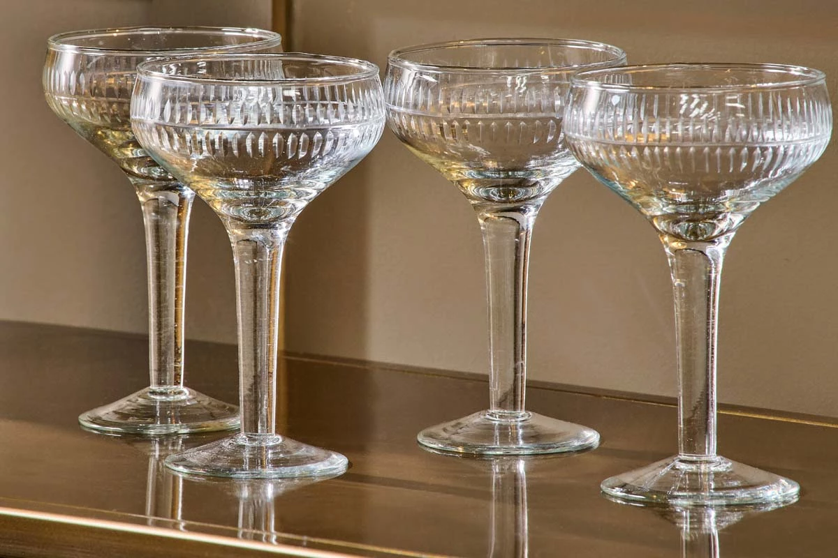 Nkuku Tableware Mila Champagne Glass - Clear (Set Of 4) 4 Nkuku Tableware Mila Champagne Glass - Clear (Set Of 4)