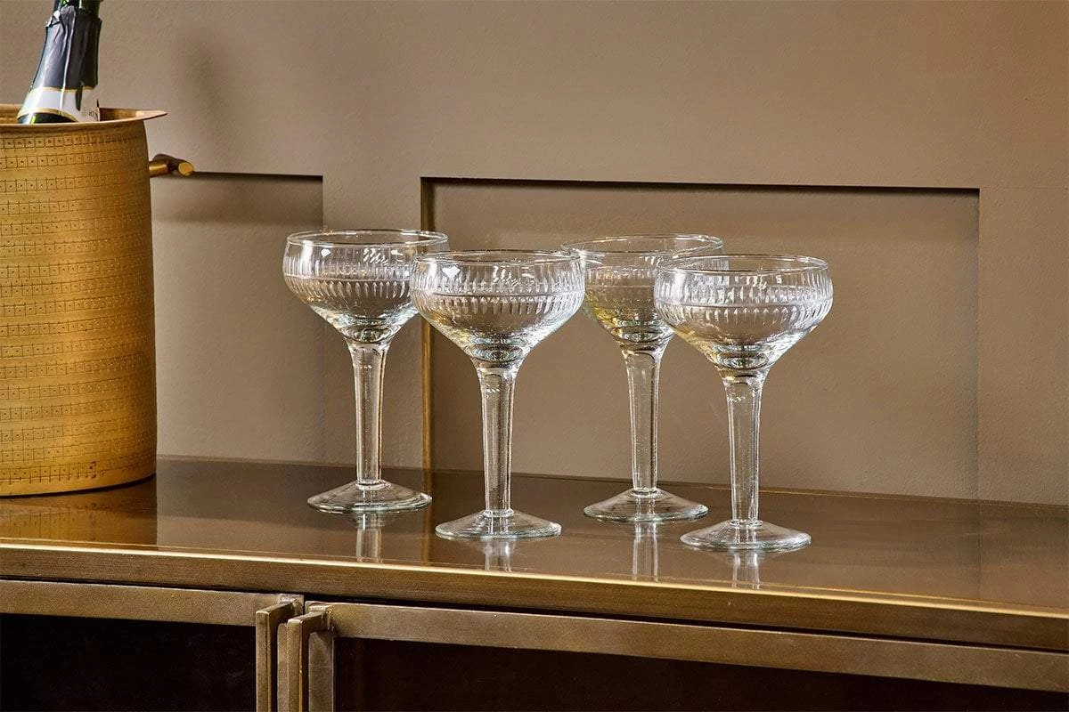 Nkuku Tableware Mila Champagne Glass - Clear (Set Of 4) 3 Nkuku Tableware Mila Champagne Glass - Clear (Set Of 4)