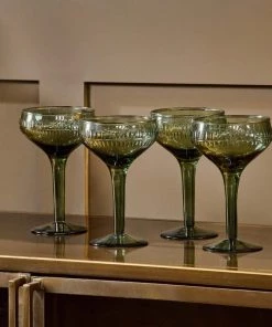 Nkuku Mila Champagne Glass - Dark Emerald (Set Of 4)