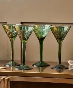 Nkuku Tableware Mila Cocktail Glass - Dark Emerald (Set Of 4)