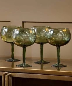 Nkuku Tableware Mila Gin Glass - Dark Emerald (Set Of 2)